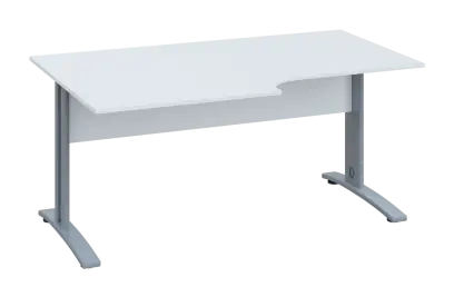 CRK 28 - 184 stůl kancelářský, rohový, levý, kovová podnož stříbrná, deska 25 mm, široký 1800 mm, bí